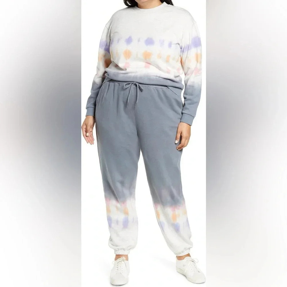 blankNYC SET 2pc tie dye lounge sweatshirt/pants size large